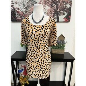 JM Collection Women’s Top Blouse Plus Size 2XL Polka Dot Round Neck Pullover